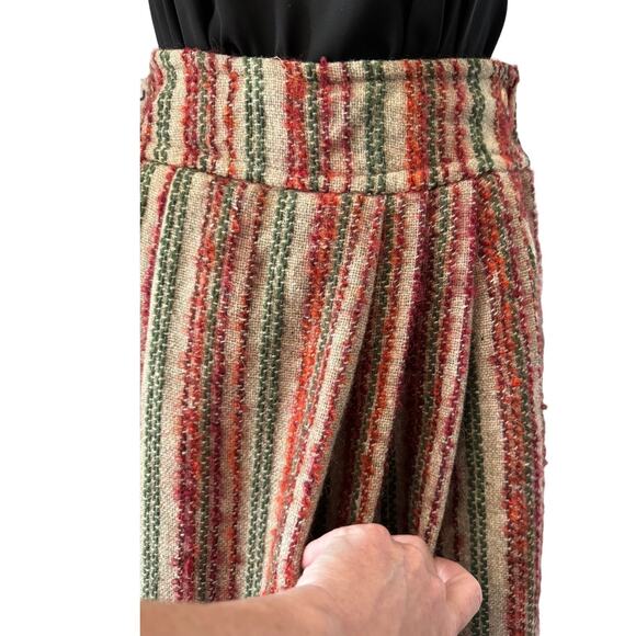 American Vintage high waisted pleated boucle striped midi skirt size small - Picture 11 of 16